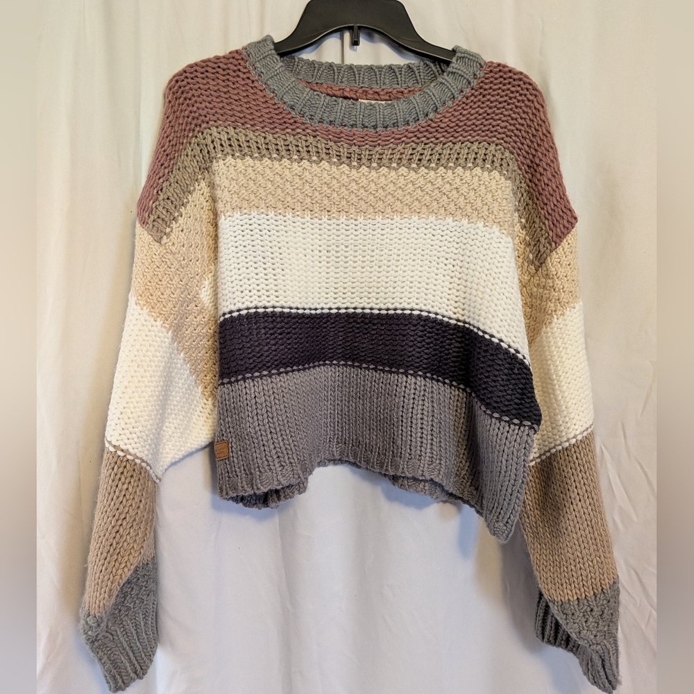 Simply Southern NWT Striped Multicolor Cropped Sweater Sz. XL
